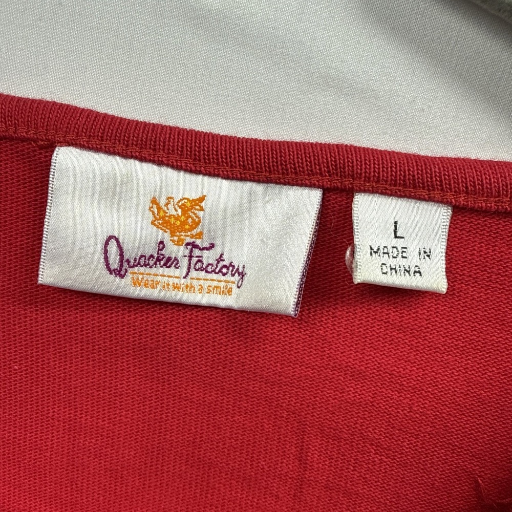Quacker Factory Women's Top Size Large Sequin Red Blue Fireworks Short Sleeve - Picture 3 of 9